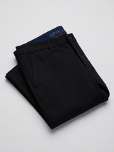 Men Trouser Regular Fit Jet Black Mid Rise
