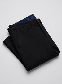 Men Trouser Regular Fit Jet Black Mid Rise