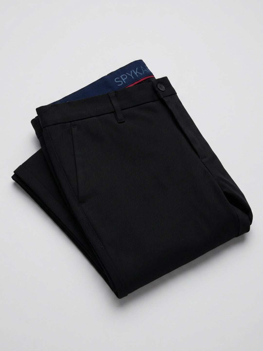 Men Trouser Regular Fit Jet Black Mid Rise