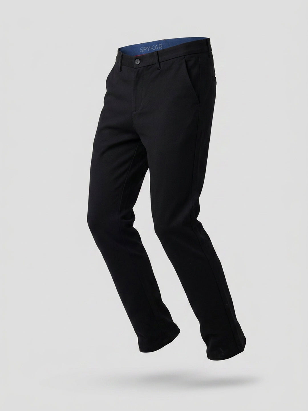 Men Trouser Regular Fit Jet Black Mid Rise