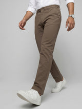 Men Trouser Regular Fit Grey Mid Rise