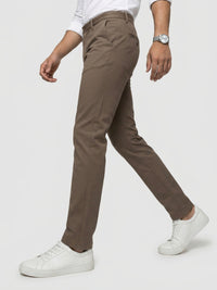 Men Trouser Regular Fit Grey Mid Rise