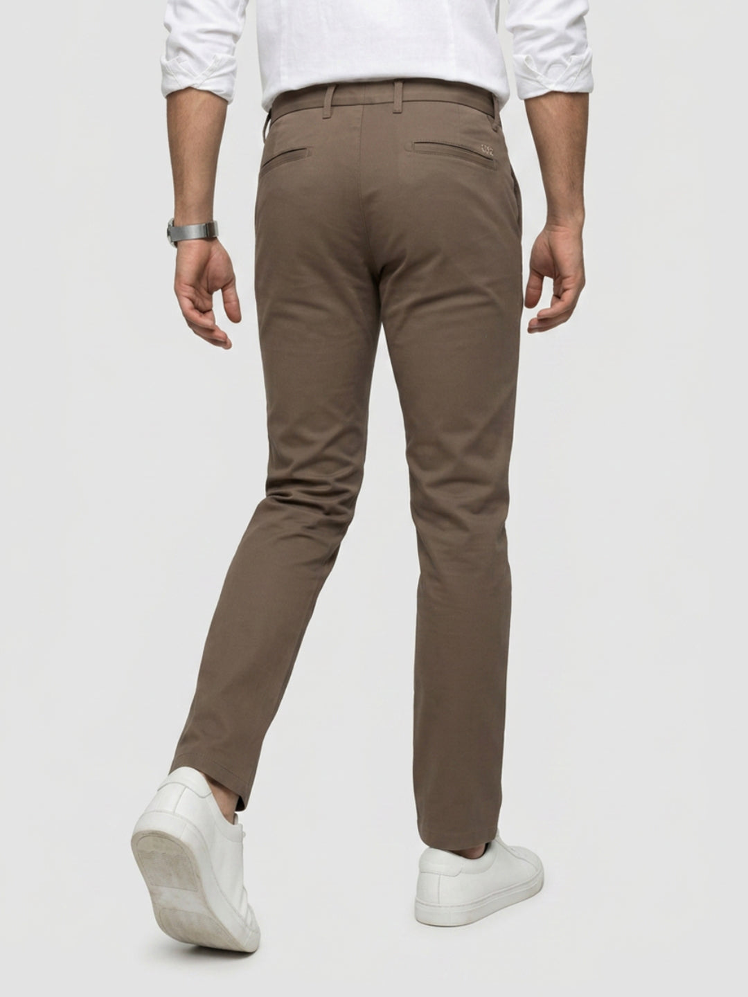 Men Trouser Regular Fit Grey Mid Rise