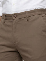 Men Trouser Regular Fit Grey Mid Rise