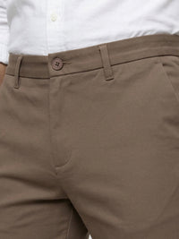 Men Trouser Regular Fit Grey Mid Rise