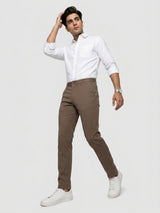 Men Trouser Regular Fit Grey Mid Rise