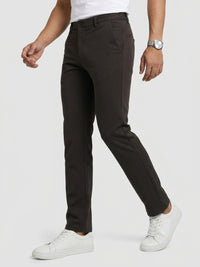 Men Trouser Regular Fit Green Mid Rise