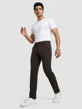 Men Trouser Regular Fit Green Mid Rise