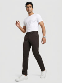 Men Trouser Regular Fit Green Mid Rise