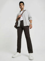 Men Trouser Regular Fit Green Mid Rise