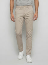 Men Trouser Regular Fit Brown Mid Rise