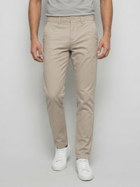 Men Trouser Regular Fit Brown Mid Rise