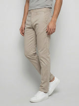 Men Trouser Regular Fit Brown Mid Rise