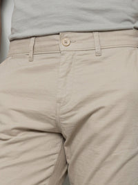 Men Trouser Regular Fit Brown Mid Rise
