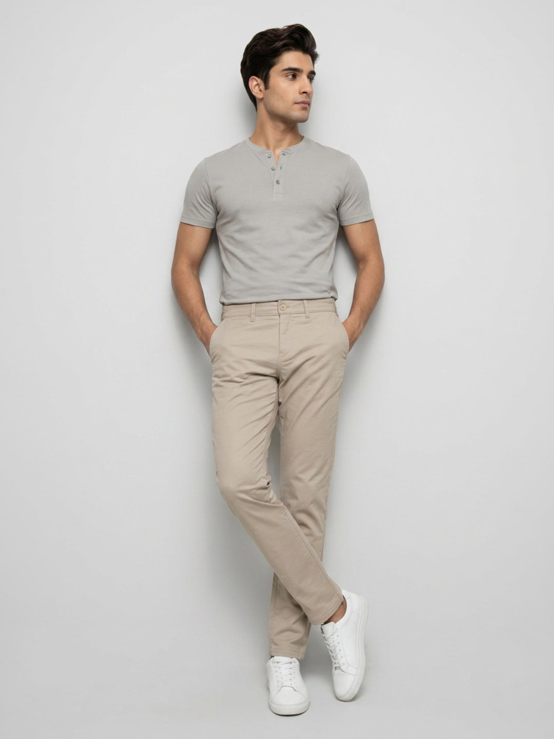 Men Trouser Regular Fit Brown Mid Rise