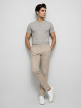 Men Trouser Regular Fit Brown Mid Rise
