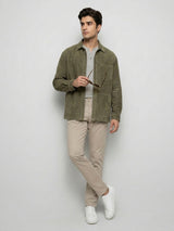 Men Trouser Regular Fit Brown Mid Rise