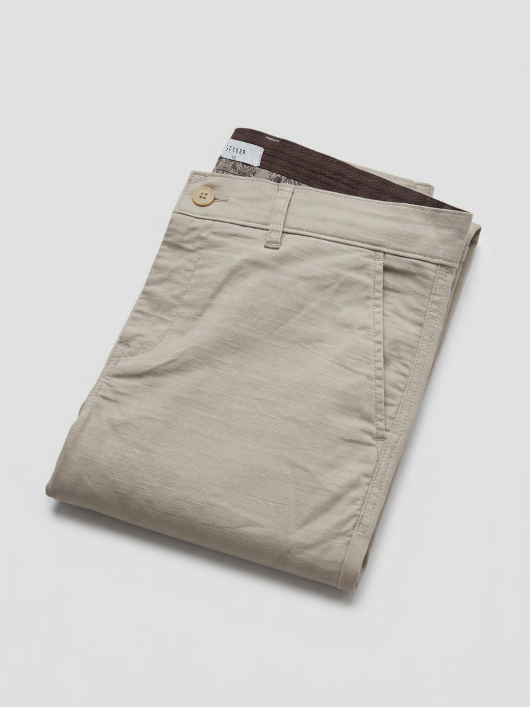 Men Trouser Regular Fit Brown Mid Rise