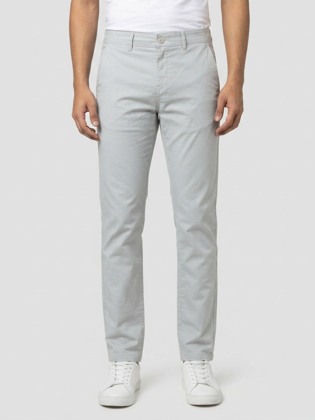 Men Trouser Regular Fit Grey Mid Rise