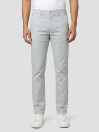 Men Trouser Regular Fit Grey Mid Rise