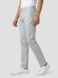 Men Trouser Regular Fit Grey Mid Rise