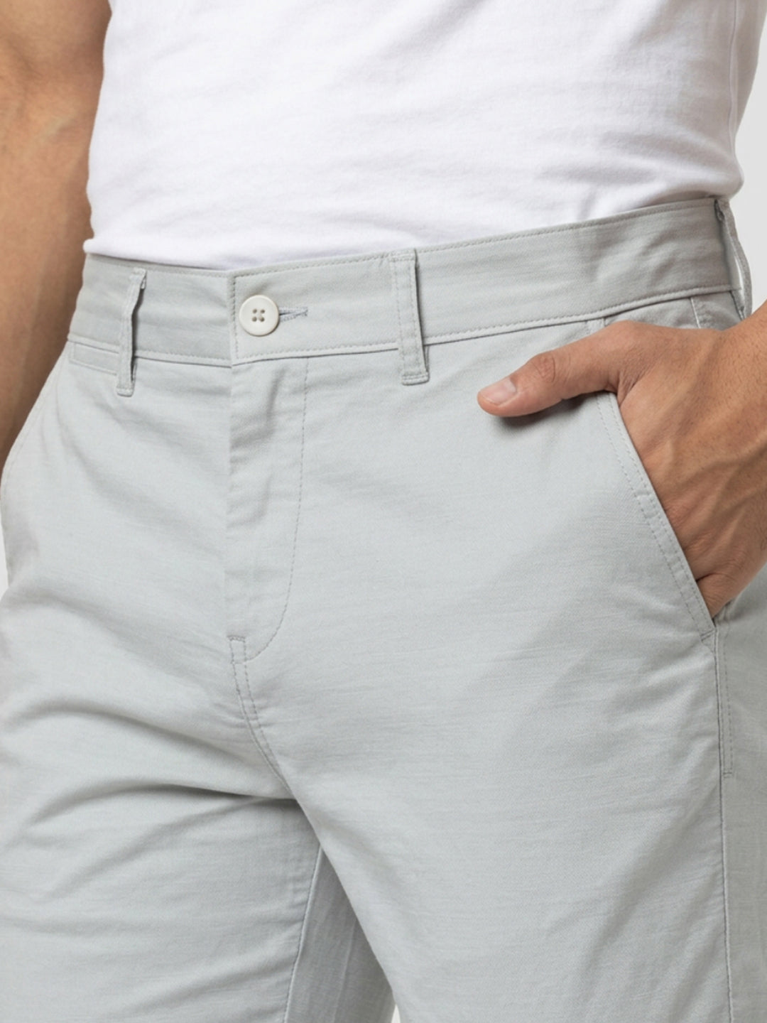 Men Trouser Regular Fit Grey Mid Rise