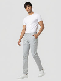 Men Trouser Regular Fit Grey Mid Rise