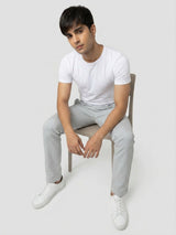 Men Trouser Regular Fit Grey Mid Rise