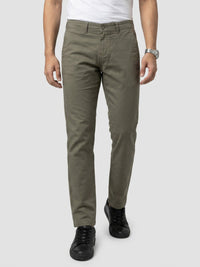Men Trouser Regular Fit Grey Mid Rise
