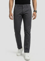Men Trouser Regular Fit Grey Mid Rise