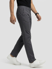 Men Trouser Regular Fit Grey Mid Rise