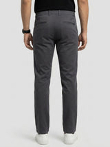 Men Trouser Regular Fit Grey Mid Rise