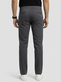 Men Trouser Regular Fit Grey Mid Rise
