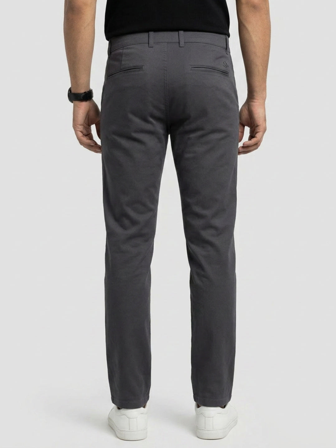 Men Trouser Regular Fit Grey Mid Rise