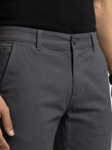 Men Trouser Regular Fit Grey Mid Rise