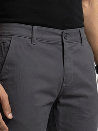 Men Trouser Regular Fit Grey Mid Rise