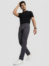 Men Trouser Regular Fit Grey Mid Rise
