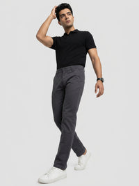Men Trouser Regular Fit Grey Mid Rise