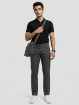 Men Trouser Regular Fit Grey Mid Rise