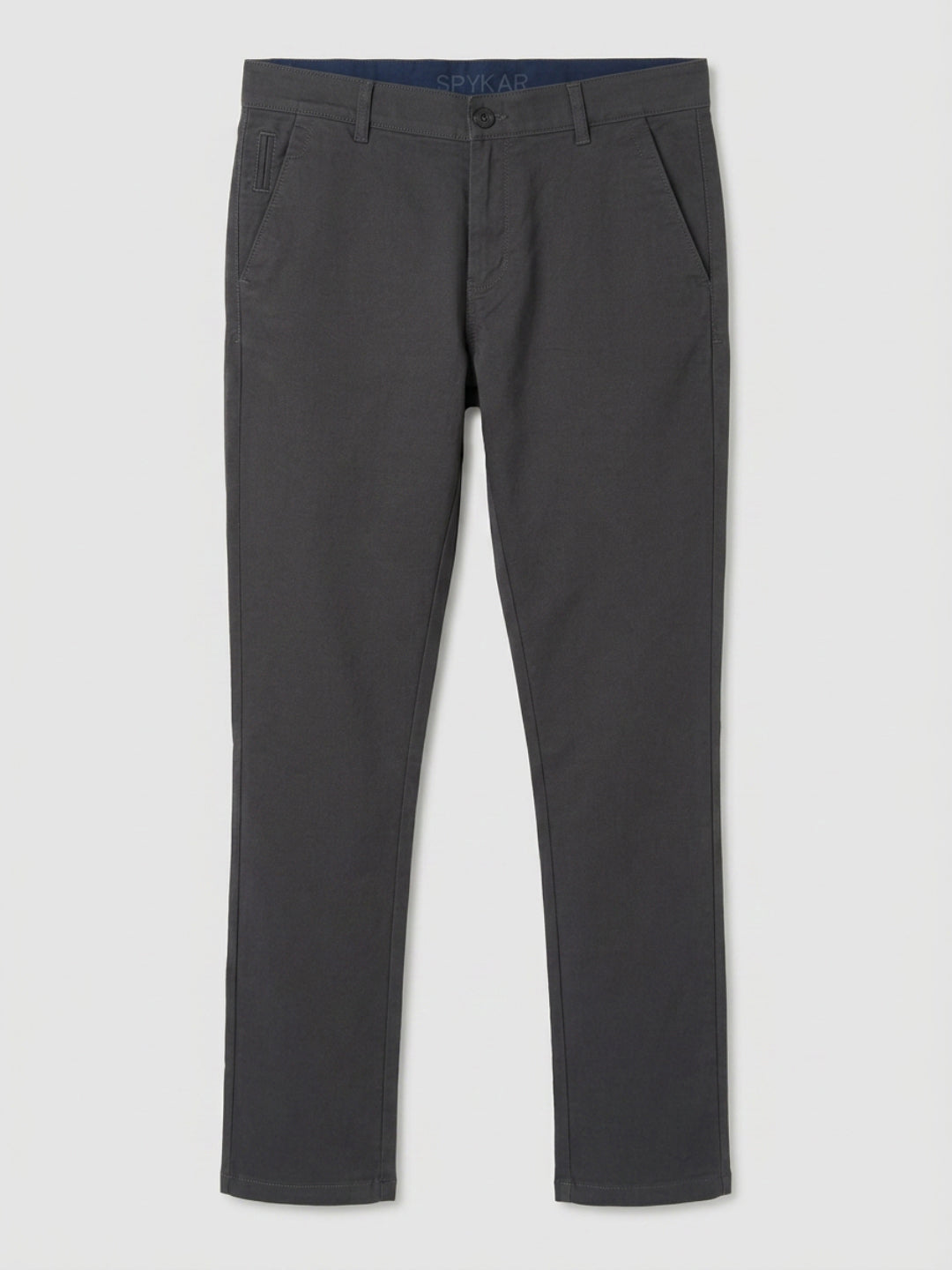 Men Trouser Regular Fit Grey Mid Rise