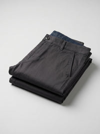 Men Trouser Regular Fit Grey Mid Rise