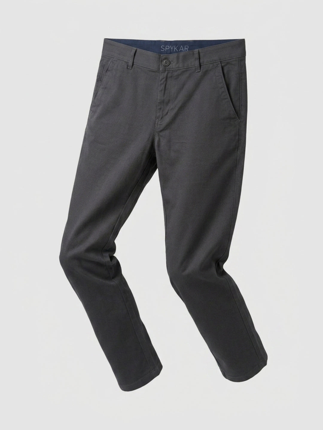 Men Trouser Regular Fit Grey Mid Rise