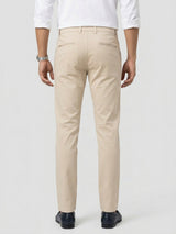 Men Trouser Regular Fit Beige Mid Rise