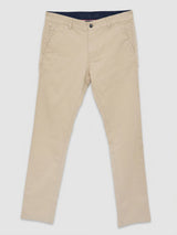 Men Trouser Regular Fit Beige Mid Rise