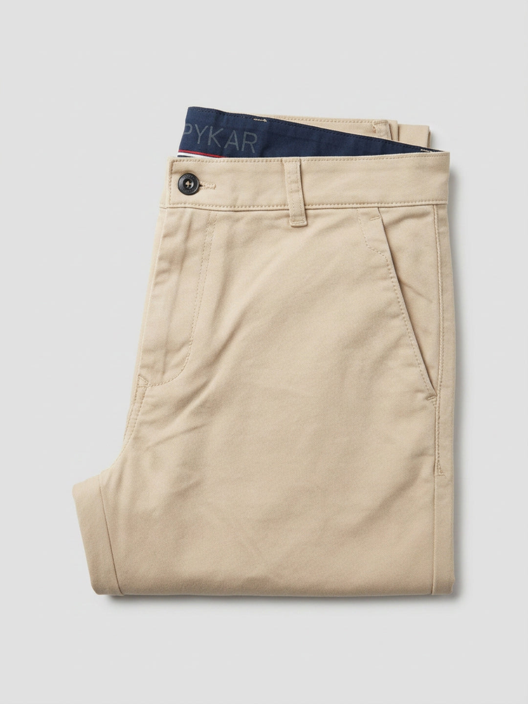Men Trouser Regular Fit Beige Mid Rise