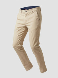 Men Trouser Regular Fit Beige Mid Rise