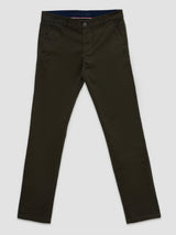 Men Trouser Regular Fit Green Mid Rise