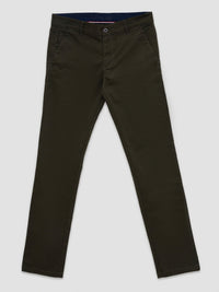 Men Trouser Regular Fit Green Mid Rise