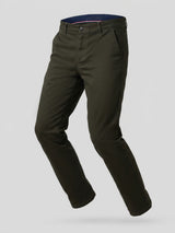 Men Trouser Regular Fit Green Mid Rise