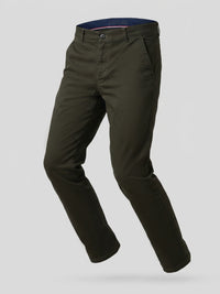 Men Trouser Regular Fit Green Mid Rise